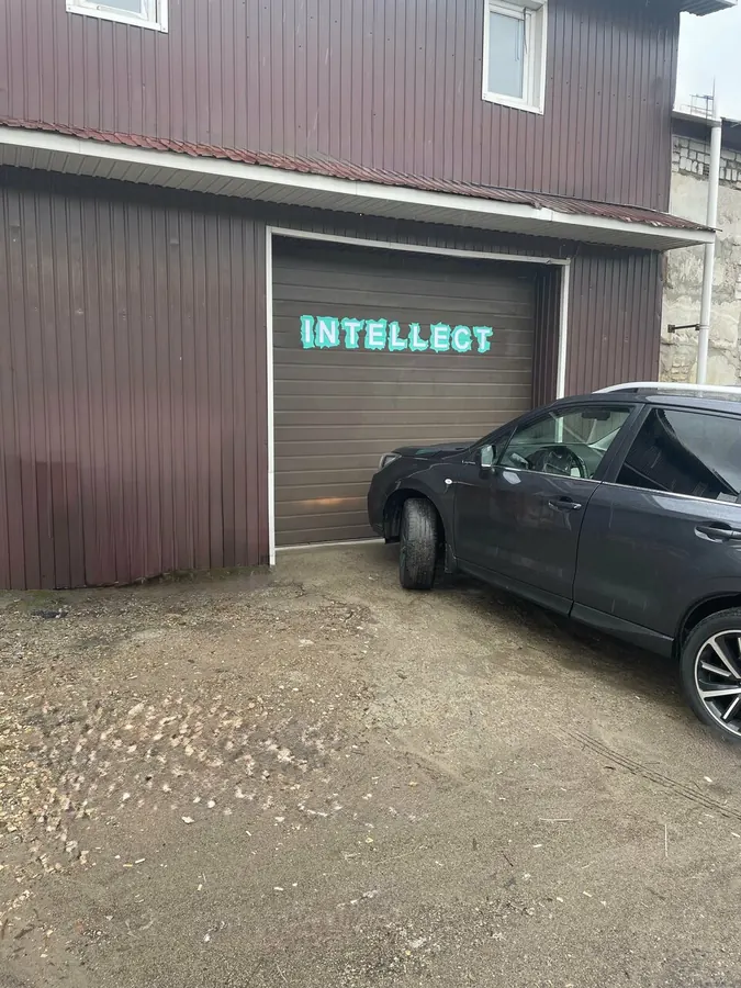 Ворота бокса с надписью INTELLECT